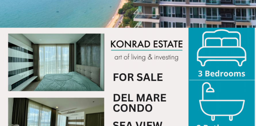 Кондоминиум с 3 спальнями в Паттайе, Таиланд в Del Mare № 129995