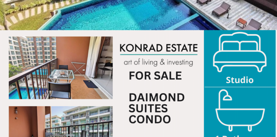 Studio in the Condo in Pattaya, Thailand in Diamond Suites Resort  № 129996