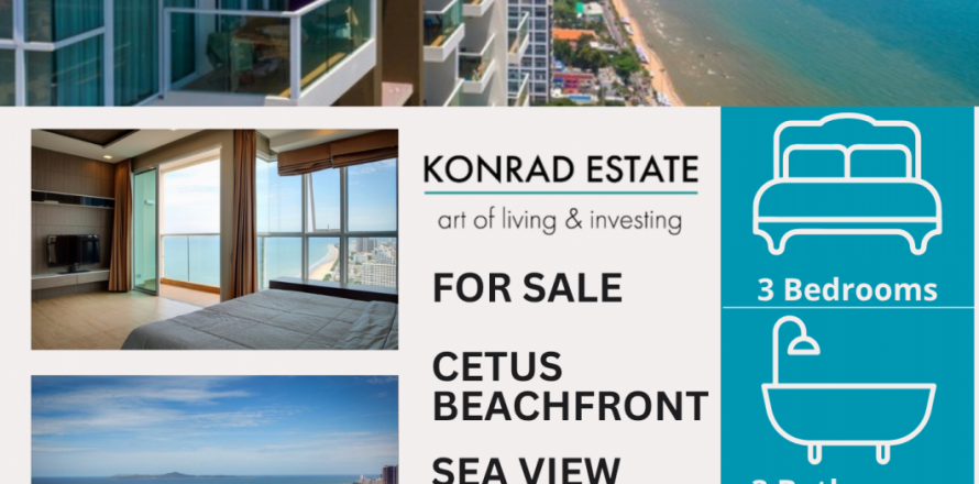 Кондоминиум с 3 спальнями в Паттайе, Таиланд в Cetus Beachfront № 126926