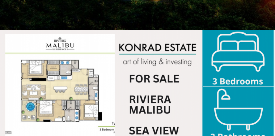 Condo in Pattaya, Thailand, 3 bedrooms  № 130092