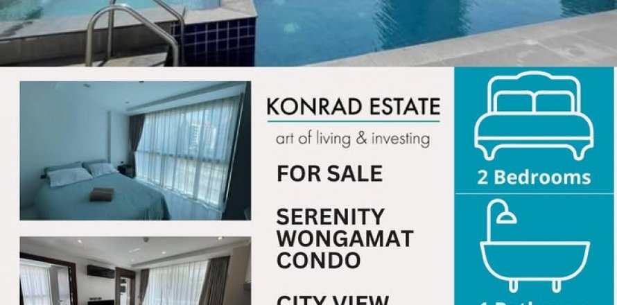 Кондоминиум с 2 спальнями в Паттайе, Таиланд в Serenity Wongamat № 130111
