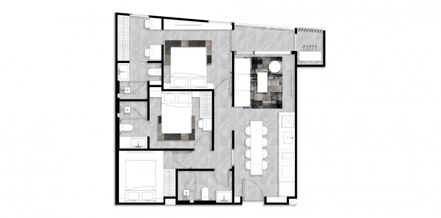 Планировка Кондоминиума «Citygate Condominium PHASE II» 3 спальни в ЖК Citygate Condominium PHASE II 