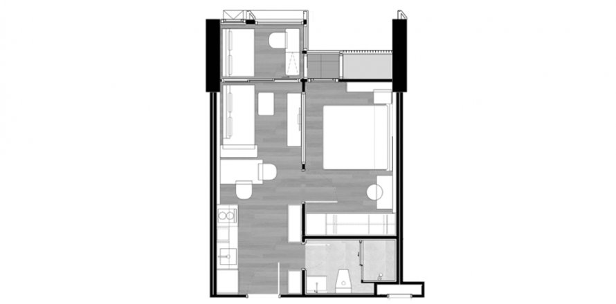 Планировка Квартиры «1BR-47» 1 спальня в ЖК The Issara Sathorn
