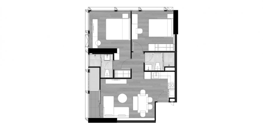 Планировка Квартиры «2BR-49» 2 спальни в ЖК The Issara Sathorn