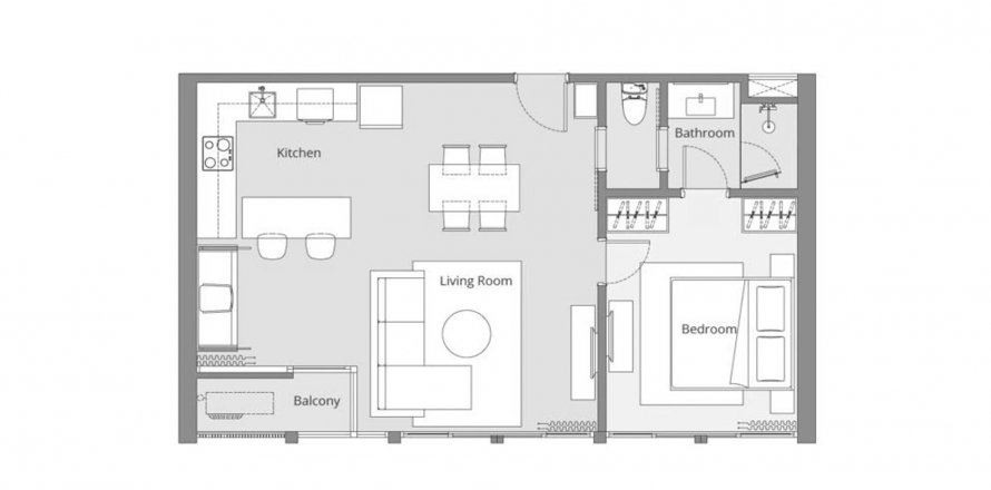 Планировка Квартиры «Laguna Seaside Residences» 1 спальня в ЖК Laguna Seaside