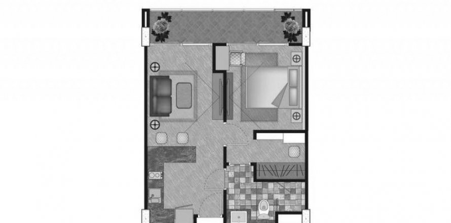 Планировка Квартиры «1BR-22» 1 спальня в ЖК Calypso Garden