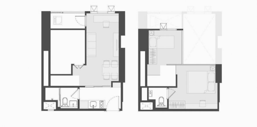 Планировка Квартиры «1BR-53» 1 спальня в ЖК Aspire Huai Khwang