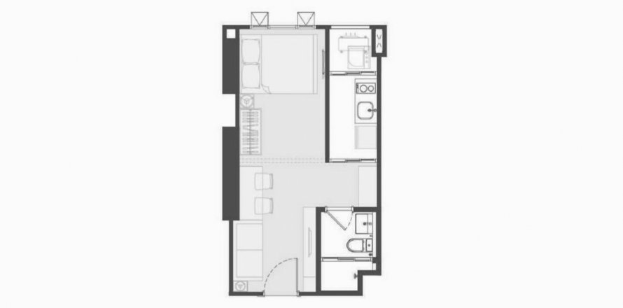 Планировка Квартиры «1BR-48» 1 спальня в ЖК Aspire Huai Khwang
