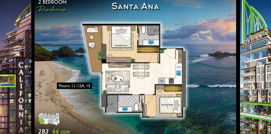 Condo in Pattaya, Thailand, 2 bedrooms  № 123453