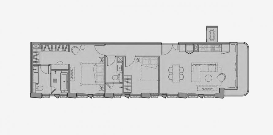 Планировка Квартиры «2BR-67» 2 спальни в ЖК The Reserve Sathorn