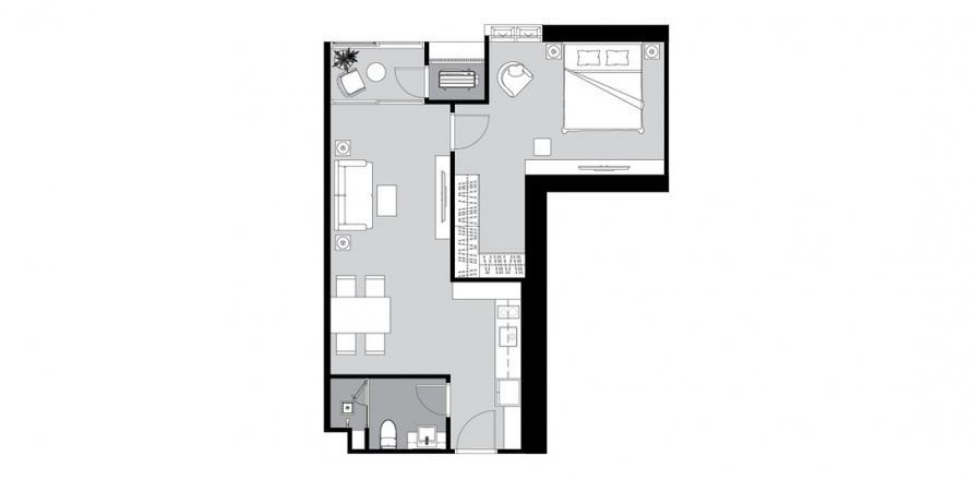 Планировка Квартиры «1BR-62» 1 спальня в ЖК Supalai Icon Sathorn