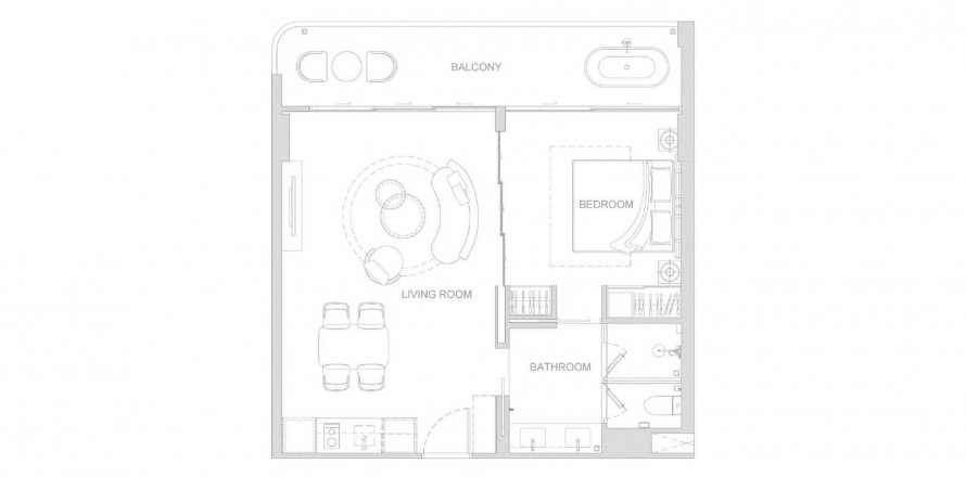 Планировка Квартиры «Surfhouse Residence» 1 спальня в ЖК Surfhouse Residences
