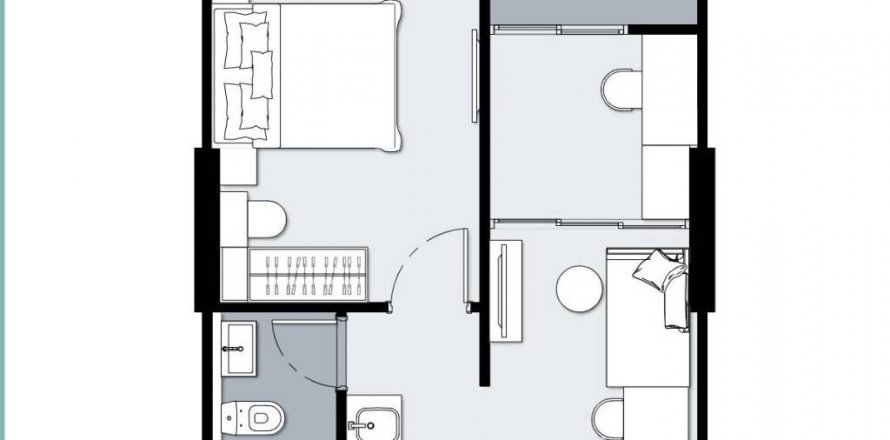 Кондоминиум с 2 спальнями в Банг Тао, Таиланд № 100456