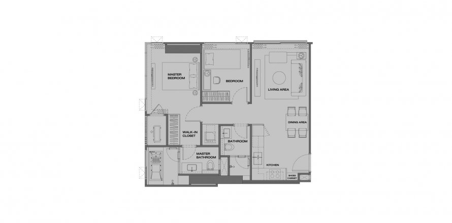 Планировка Кондоминиума «2BR-52» 2 спальни в ЖК Anil Sathorn 12