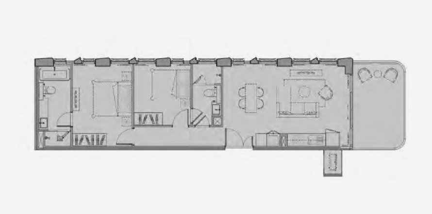 Планировка Квартиры «2BR-60» 2 спальни в ЖК The Reserve Sathorn