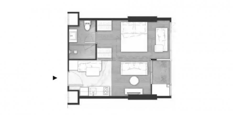 Планировка Кондоминиума «1BR-22» 1 спальня в ЖК Once Pattaya Condominium