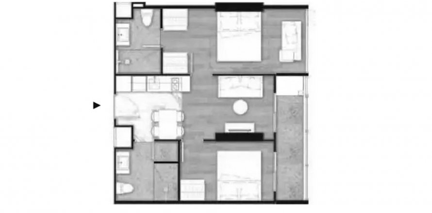 Планировка Кондоминиума «2BR-25» 2 спальни в ЖК Once Pattaya Condominium