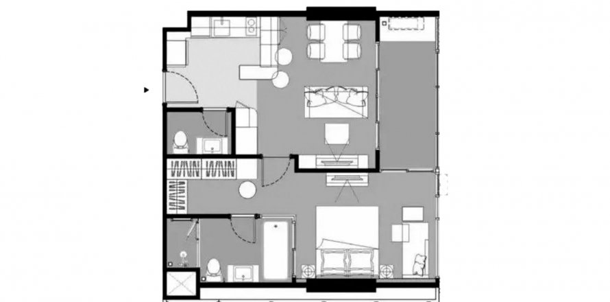 Планировка Кондоминиума «1BR-23» 1 спальня в ЖК Once Pattaya Condominium