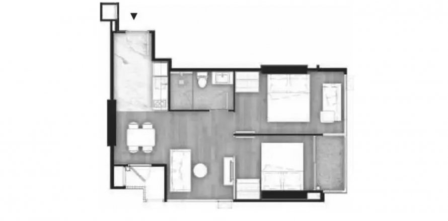 Планировка Кондоминиума «2BR-24» 2 спальни в ЖК Once Pattaya Condominium