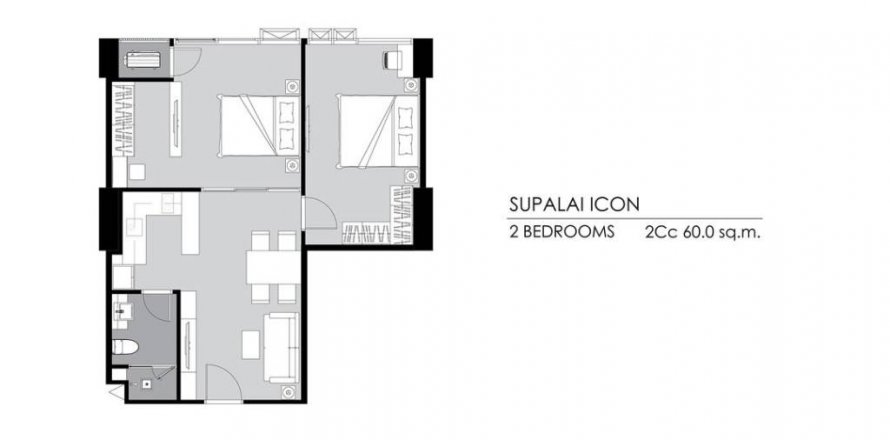 Condo à Bangkok, Thaïlande, 2 chambres  № 100922