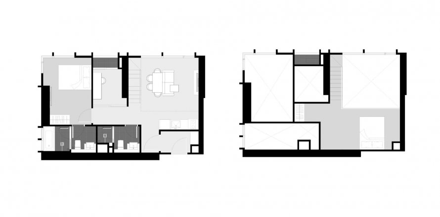 Планировка Кондоминиума «2BR-59» 2 спальни в ЖК Park Origin Thonglor