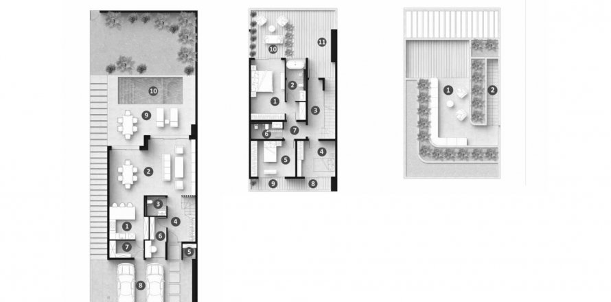 Планировка Виллы «Mutti Family Villas» 3 спальни в ЖК Mutti Family Villas