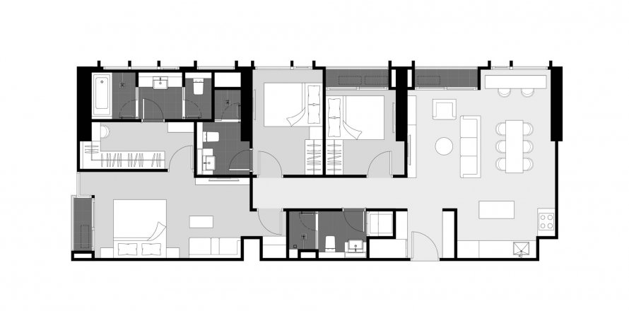 Планировка Пентхауса «3BR-63» 3 спальни в ЖК Park Origin Thonglor