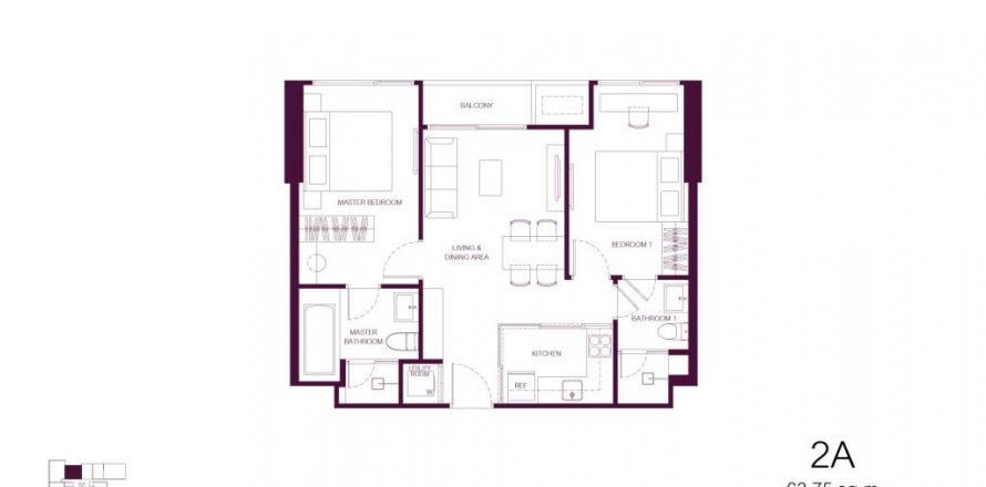 Кондоминиум с 2 спальнями в Бангкоке, Таиланд № 132586