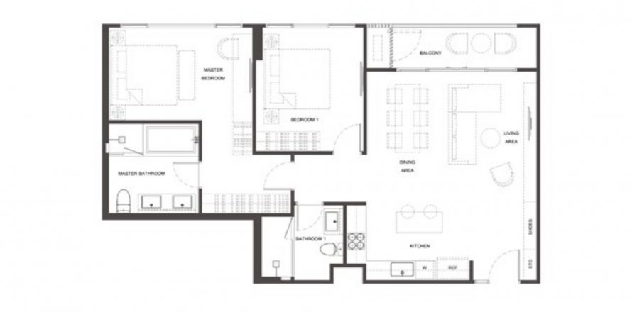 Планировка Кондоминиума «Via 61» 2 спальни в ЖК Via 61