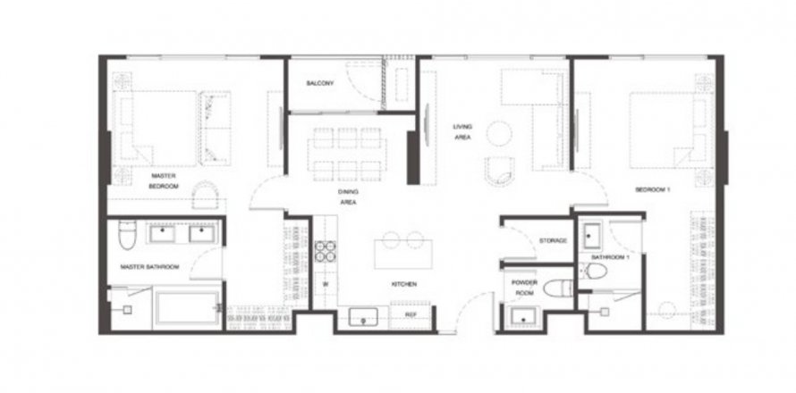 Планировка Кондоминиума «Via 61» 2 спальни в ЖК Via 61
