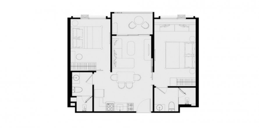 Планировка Квартиры «2BR-5» 2 спальни в ЖК Title Serenity Naiyang