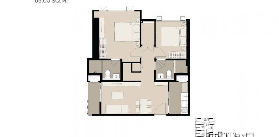 Condo à Chatuchak, Bangkok, Thaïlande, 2 chambres  № 104152