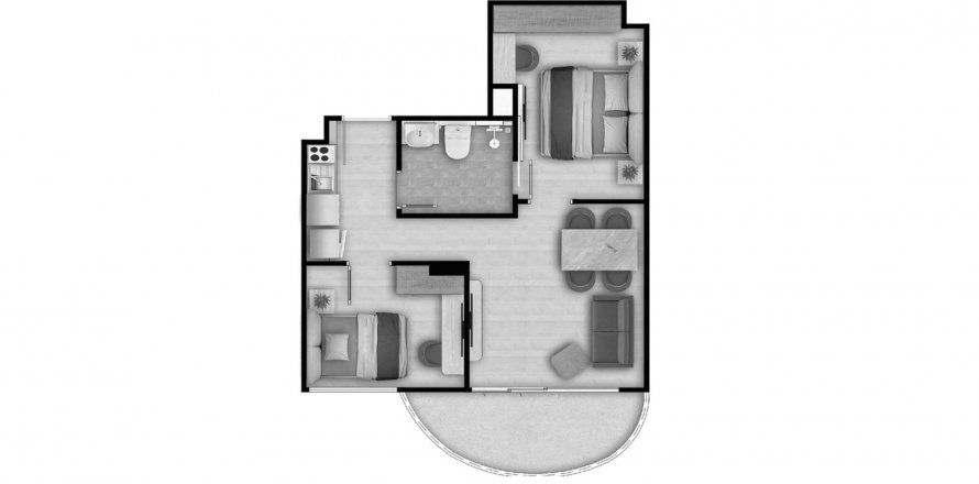 Планировка Кондоминиума «2BR-11» 2 спальни в корпусе Building A Aura Condominium in Phuket, Thailand, ЖК Aura Condominium