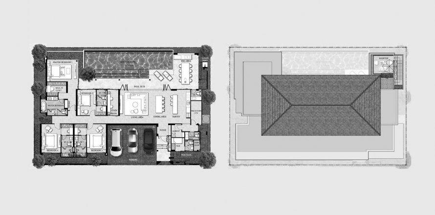 Планировка Виллы «4BR-15» 4 спальни в ЖК The Title Villa Kirara