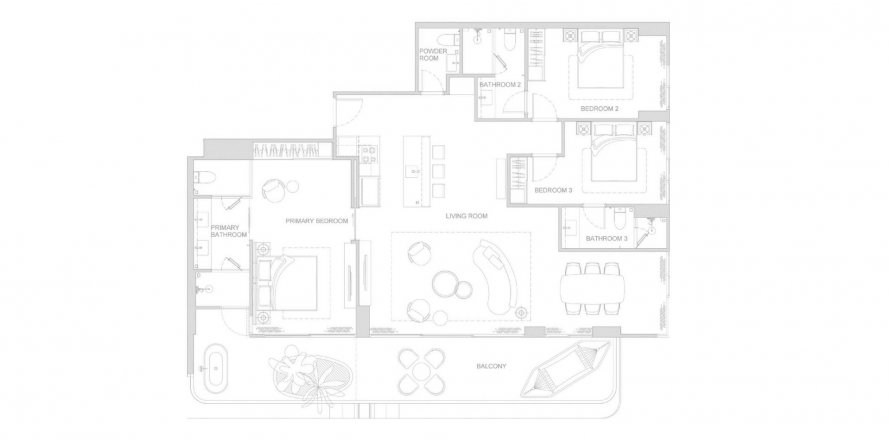 Планировка Квартиры «Surfhouse Residence» 3 спальни в ЖК Surfhouse Residences