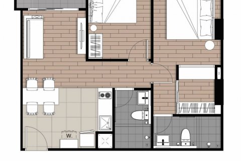 Condo in Huai Khwang, Bangkok, Thailand, 2 bedrooms  № 99988 - photo 1