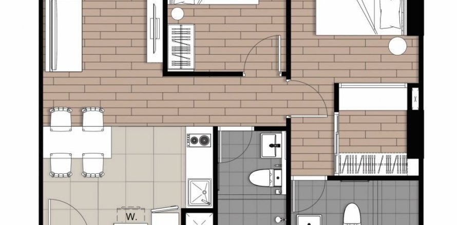 Condo in Huai Khwang, Bangkok, Thailand, 2 bedrooms  № 99988