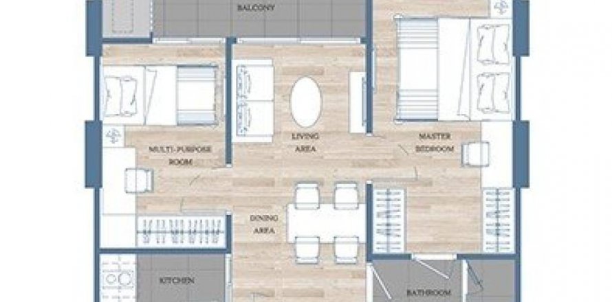 Condo à Chiang Mai, Thaïlande, 2 chambres  № 100528