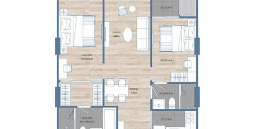 Condo à Chiang Mai, Thaïlande, 2 chambres  № 100529