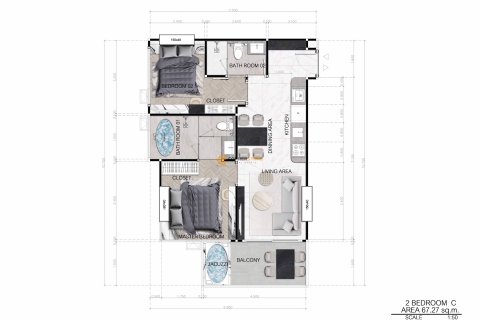 Студия в кондо на Пляж Джомтьен, Паттайя, Таиланд № 119418 - фото 17