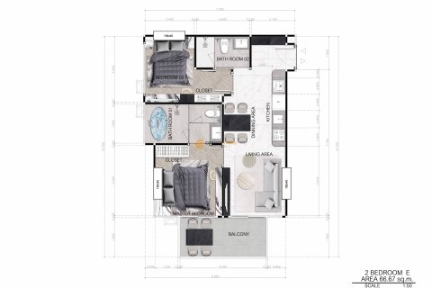 Студия в кондо на Пляж Джомтьен, Паттайя, Таиланд № 119418 - фото 18