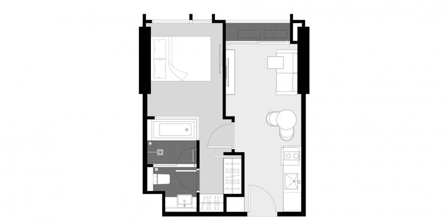 Планировка Кондоминиума «1BR-51» 1 спальня в ЖК Park Origin Thonglor