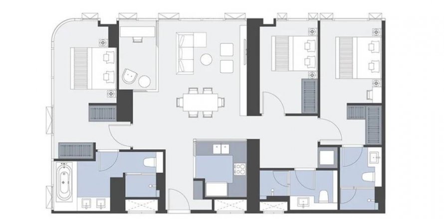 Кондоминиум с 3 спальнями в Бангкоке, Таиланд № 104168