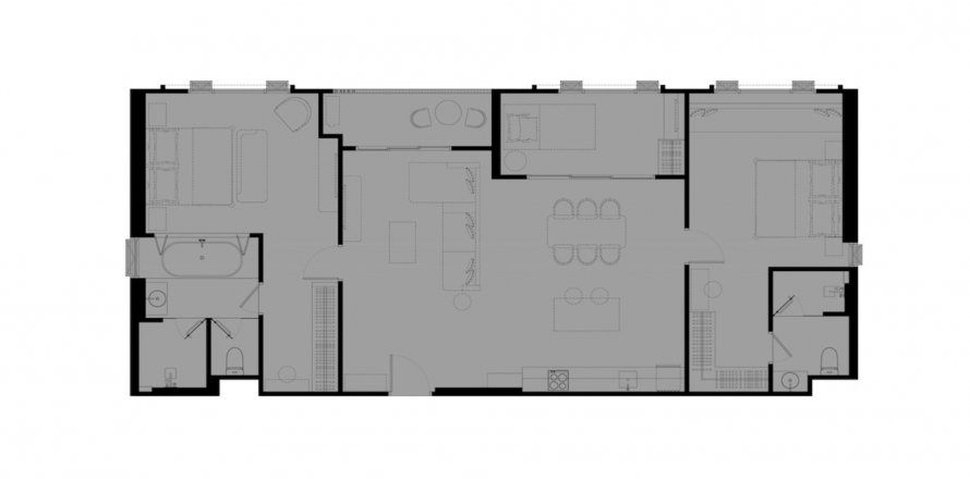 Планировка Квартиры «3BR-8» 3 спальни в ЖК Title Serenity Naiyang