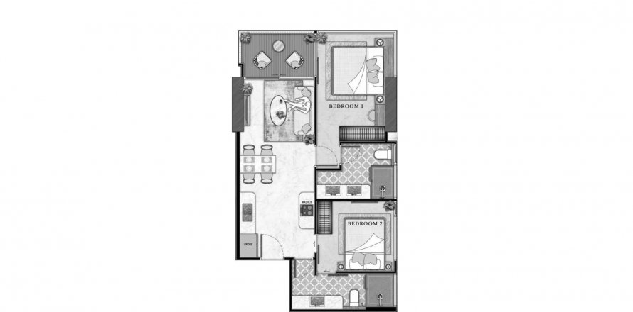 Планировка Кондоминиума «The Riviera California» 2 спальни в ЖК The Riviera California