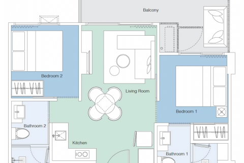 Квартира в Пхукете, Таиланд с 3 комнатами № 144377 - фото 13