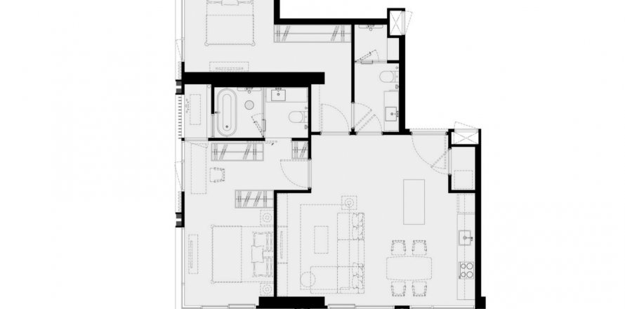 Планировка Квартиры «2BR-68» 2 спальни в ЖК ROMM Convent