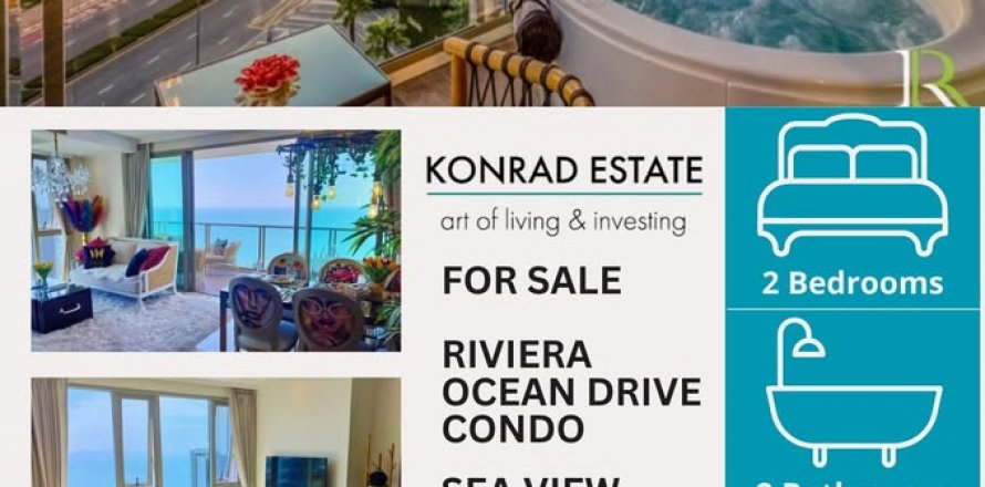 Condo in Pattaya, Thailand, 2 bedrooms in The Riviera Ocean Drive № 130107