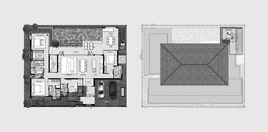 Планировка Виллы «3BR-12» 3 спальни в ЖК The Title Villa Kirara