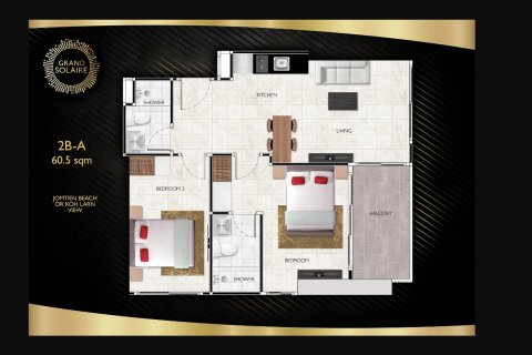 Кондоминиум с 2 спальнями в Паттайе, Таиланд № 130098 - фото 18